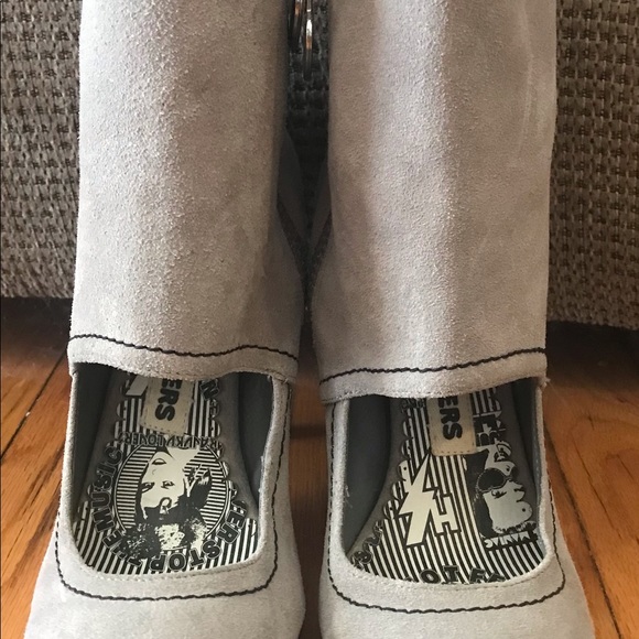 Harajuku Lovers Gwen Stefani Ankle Boots Open Cut Out Grey Gray Suede Leather 9 - Picture 9 of 16